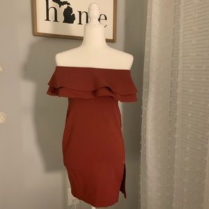 Snap Bodycon strapless dress with thigh slit